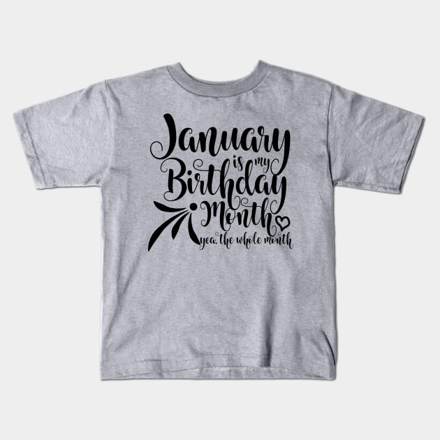 January Birthday Kids T-Shirt by Kuys Ed